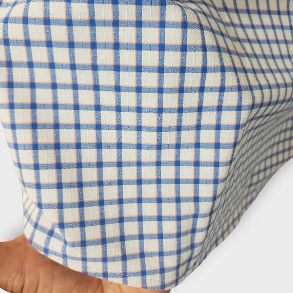 Mizzen + Main Leeward Performance Trim Dress Shirt Blue Orange Gingham Sz Large - Picture 5 of 14